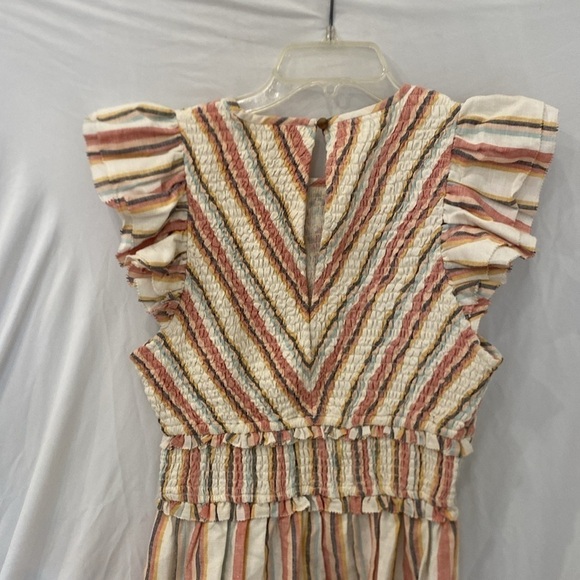 Saylor tulsi linen striped mini ruffle dress sz medium - Picture 6 of 7